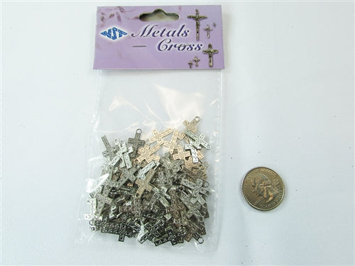 Miniature Metal Cross Charm - BULK PACK (100 Pcs)