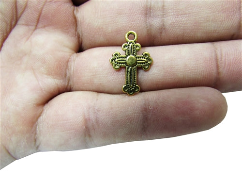 Miniature 0.75" Cross Metal Charm (50 Pcs)