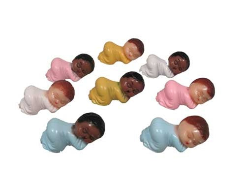 1.5 Small Plastic Sleeping Baby Figurines (12) Black Baby - White