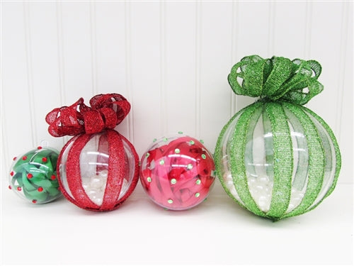 12 Clear Plastic Ball Fillable Ornament Favor 4.0 100mm 