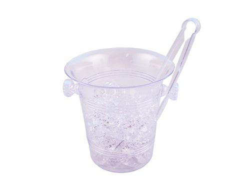 6" Plastic Ice Bucket w/ Tongs (12 Pcs)