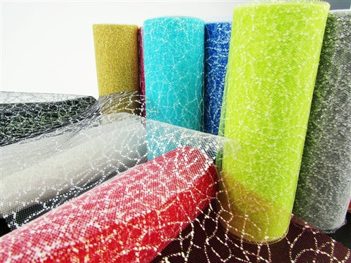 Clearance - 6" Tiffany Style Glittered Tulle Rolls (10 Yards)