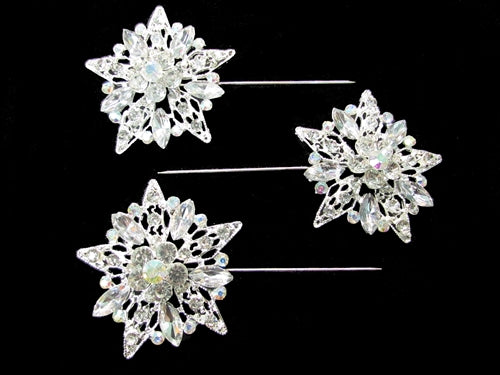 Load image into Gallery viewer, 2.25&quot; Rhinestone Floral Pins #4878 (3 Pcs)
