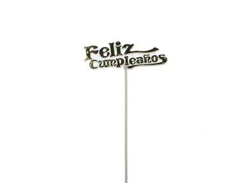 4" Feliz Cumpleanos Stick Signs (12 Pcs)