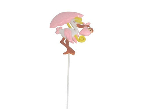 Load image into Gallery viewer, 4&quot; Baby Shower Stork Stick Sign (14&quot; Long w/ Stick) (12 Pcs)
