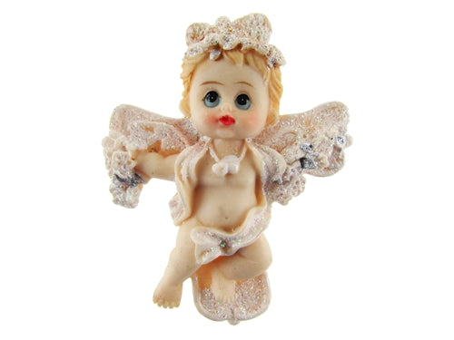 Load image into Gallery viewer, CLEARANCE - 3.5&quot; Cherub Angel on a Cross Magnet Favor (12 Pcs)
