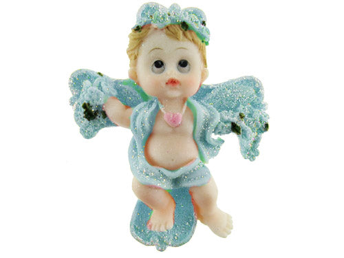 Load image into Gallery viewer, CLEARANCE - 3.5&quot; Cherub Angel on a Cross Magnet Favor (12 Pcs)
