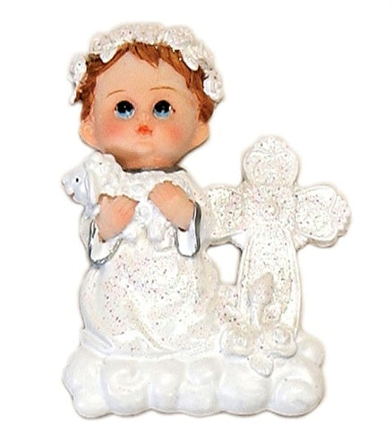 CLEARANCE - 3.25" Child w/ Sheep & Cross Magnet Favor - LARGE (12 Pcs)