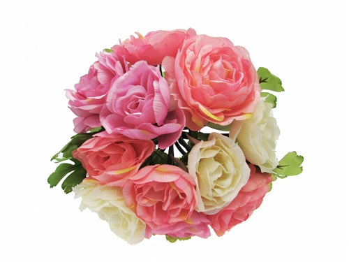 11" Open Layered Rose Silk Floral Bouquet (1 Pc)