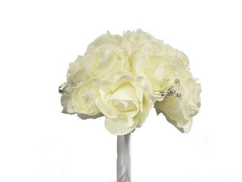 12" Foam Rose Bouquet with Pearls & Diamond Pins (1 Pc)