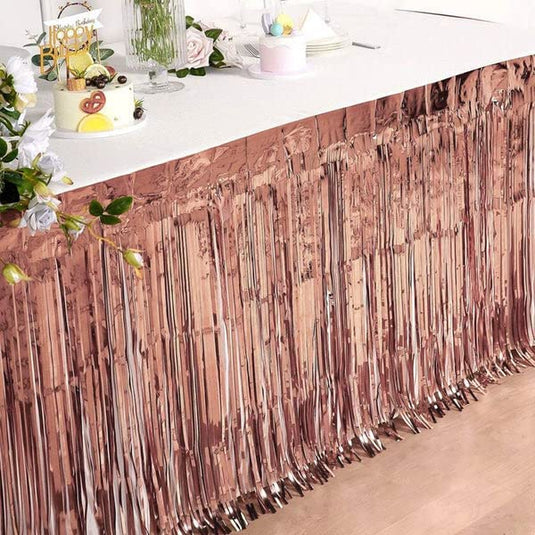 14ft x 30" Fringed Foil Metallic Table Skirt (1 Pc)