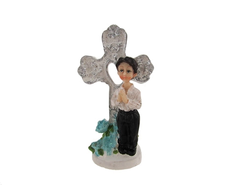 4" Communion Figurines Praying w/ Cross - Poly Resin (12 Pcs)