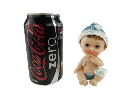 4.5" Baby Figurine Sitting with Knit Beanie - Poly Resin (1 Pc)