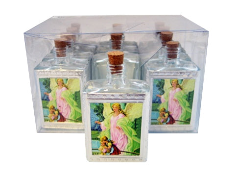 3.25" Glass Holy Water Bottle Favor - Guardian Angel (12 Pcs)