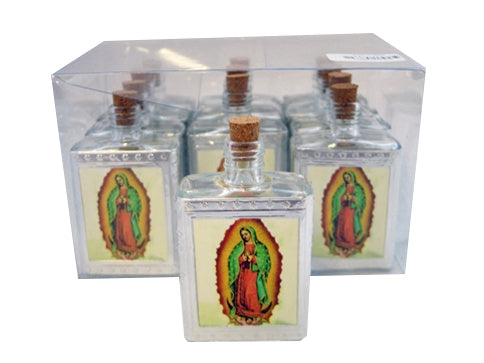 3.25" Glass Holy Water Bottle Favor - Guadalupe (12 Pcs)