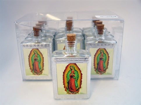 3.25" Glass Holy Water Bottle Favor - Guadalupe (12 Pcs)