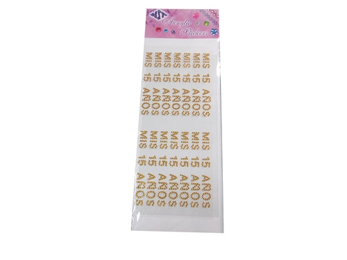 .50" Acrylic "BLING" Stickers - Mis Quince Anos (14 Pcs)