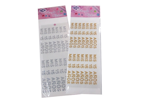 .50" Acrylic "BLING" Stickers - Mis Quince Anos (14 Pcs)