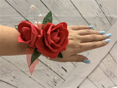 6" Foam Rose w/ Pearls Corsage (12 Pcs)