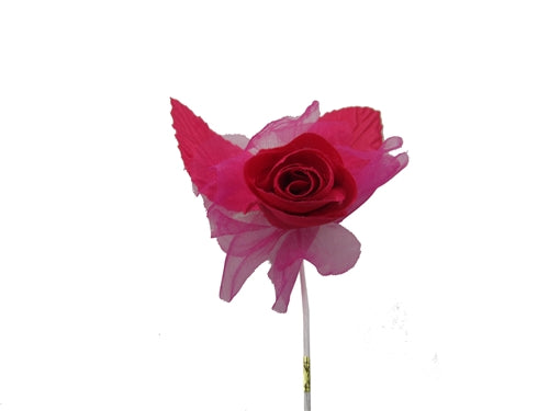 Load image into Gallery viewer, Single Satin Rose Flowers w/ Organza (12 Pcs)
