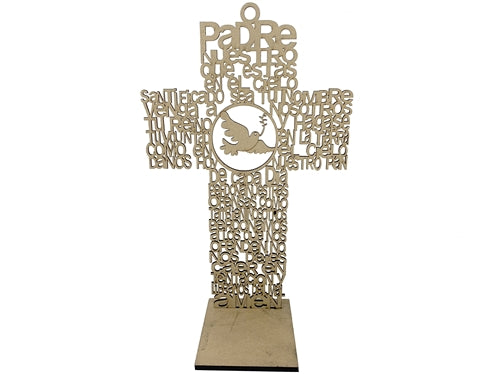 12" Wood Prayer Cross with Base - Dove (6 Pcs)