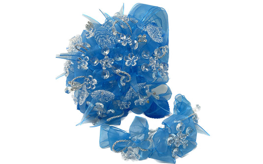 Round Artificial Bouquet w/ Acrylic Flowers #4 - 2 Piece Set (Medium Size) (1 Set)