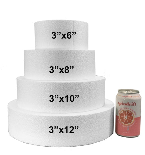 Round 3" Foam Dummy Cakes Set by 6", 8", 10", 12" (Set of 4 )