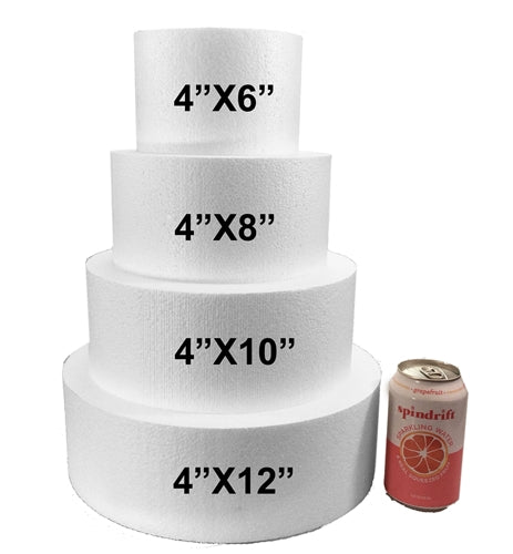 Round 4" Foam Dummy Cakes Set by 6", 8", 10", 12" (Set of 4 )