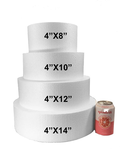 Round 4" Foam Dummy Cakes Set by 8", 10", 12", 14" (Set of 4 )