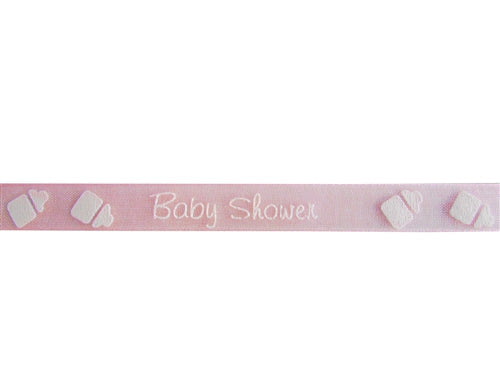 Load image into Gallery viewer, CLEARANCE - 3/8&quot; Organza Printed Ribbon - &quot;Baby Shower&quot; (25 Yds)
