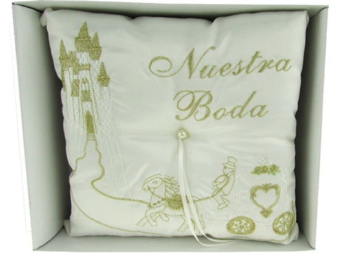 Premium - "WEDDING" - Tiara & Ring Pillow - Cinderella Design (1 Pc)