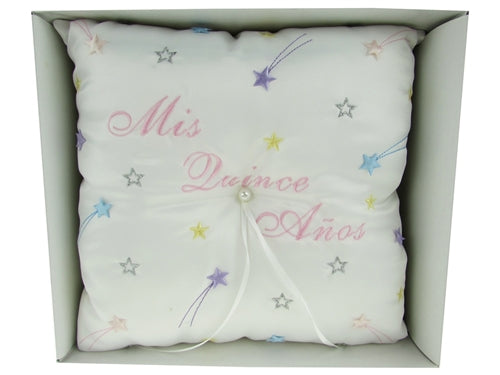 Load image into Gallery viewer, Premium - &quot;MIS QUINCE ANOS&quot; - Tiara &amp; Ring Pillow - Stars Design (1 Pc)
