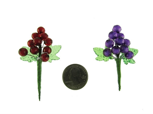 Acrylic Grapes on Stem - Small (24 Pcs)