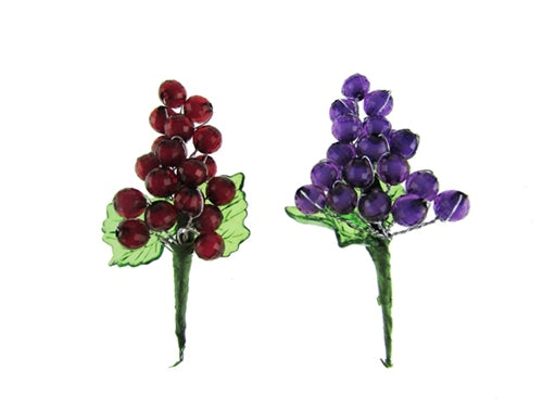 Acrylic Grapes on Stem - Medium (12 Pcs)