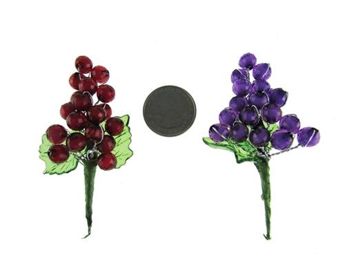 Acrylic Grapes on Stem - Medium (12 Pcs)
