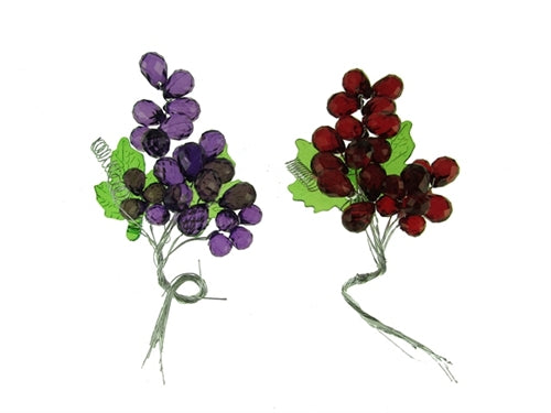 Acrylic Grapes on Stem - Large (12 Pcs)