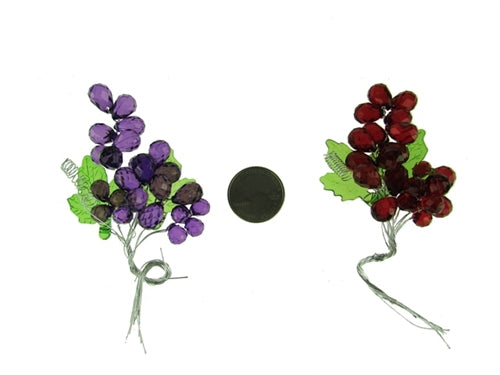 Acrylic Grapes on Stem - Large (12 Pcs)