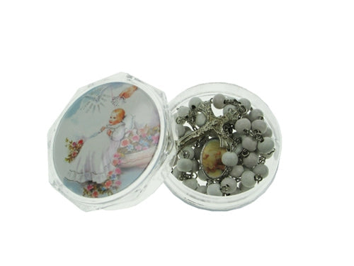 Load image into Gallery viewer, 19&quot; Scented Rose Petal Rosary Favor Box - Baby Baptism (12 Pcs)
