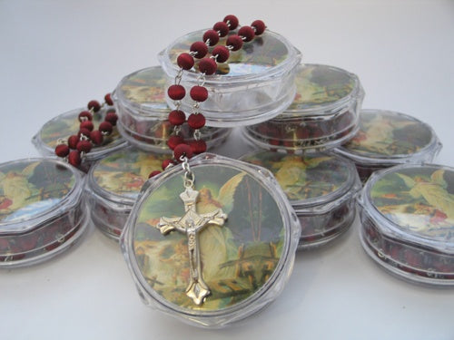 Load image into Gallery viewer, 19&quot; Scented Rose Petal Rosary Favor Box - Guardian Angel (12 Pcs)

