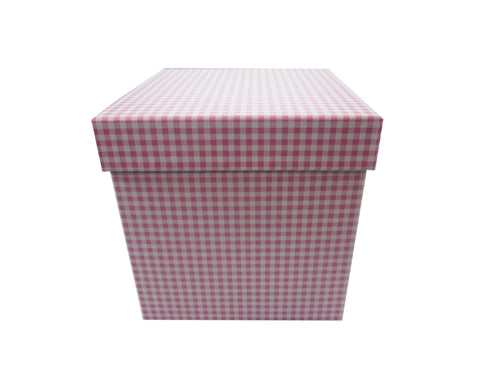 7" Paperboard Multi-Use Nested Boxes - 3 Tier - Gingham Pink (Set of 3)