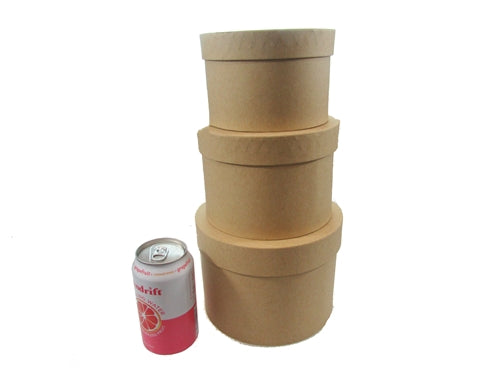 7" Paperboard Multi-Use Nested Boxes - 3 Tier - Round Natural Brown (Set of 3)