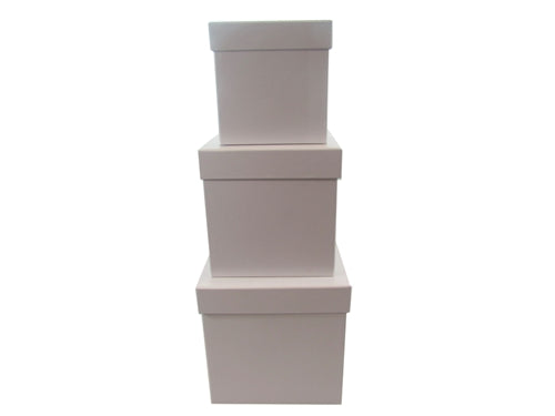 7" Paperboard Multi-Use Nested Boxes - 3 Tier - Square White (Set of 3)
