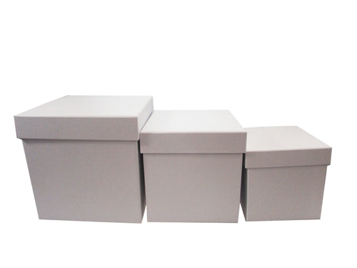 7" Paperboard Multi-Use Nested Boxes - 3 Tier - Square White (Set of 3)