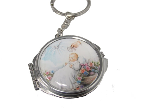 Compact Mirror KEYCHAIN Favors - Baptism Design (12 Pcs)