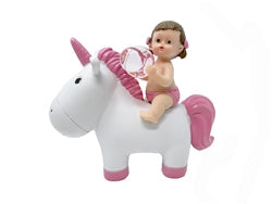 Load image into Gallery viewer, 5.75&quot; Baby Figurine on Unicorn - Poly Resin (1 Pc)

