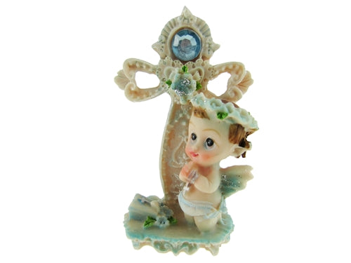 3" Poly Resin Angel Figurine on Cross Favors (12 Pcs)