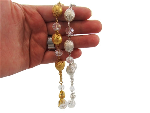 6" Designer Rosary Bracelet - Large Metallic Bead Design (12 Pcs)