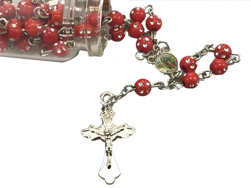 2" Holy Water Bottle Guadalupe Rosaries (12 Pcs)