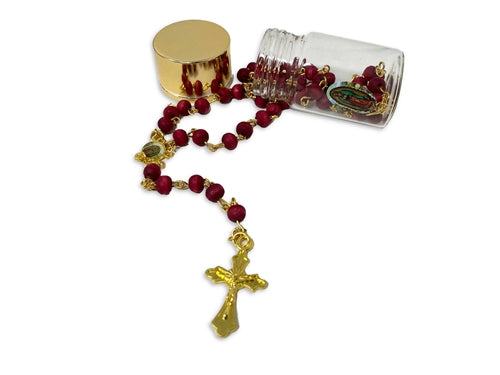 Load image into Gallery viewer, 2&quot; Rose Scented Glass Bottle Guadalupe Rosaries (12 Pcs)
