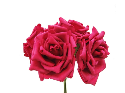 12" Foam Rose Flower Bouquet - 6 Heads (1 Pc)